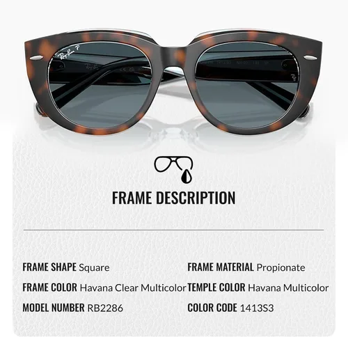 Vista 3 de Ray-Ban RB2286 DOREEN - Gafas de sol de forma cuadrada con kit oficial de gafas
