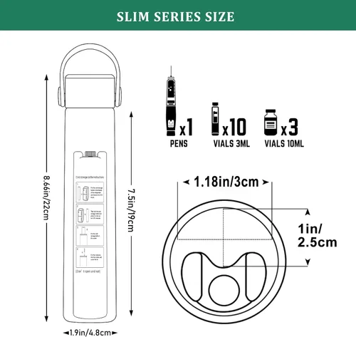 Vista 3 de Slim 16H Estuche de viaje para enfriador de insulina con etiqueta médica de viaje QR, bolsa de viaje para medicamentos portátil con enfriador