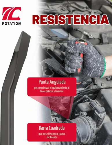 Vista 4 de ROTATION Punta de palanca de 12 pulgadas para levantar y hacer palanca 1PC Rojo
