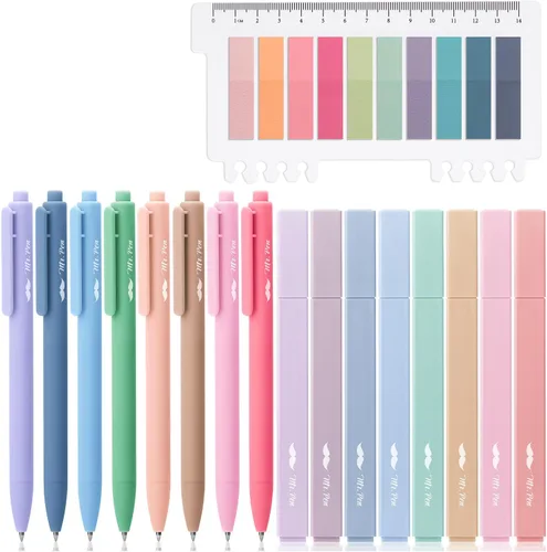 Vista 8 de Mr. Pen Paquete de 16 bolígrafos de gel de colores estéticos y 200 hojas de pestañas adhesivas - Resaltadores sin sangrado para páginas de la Biblia