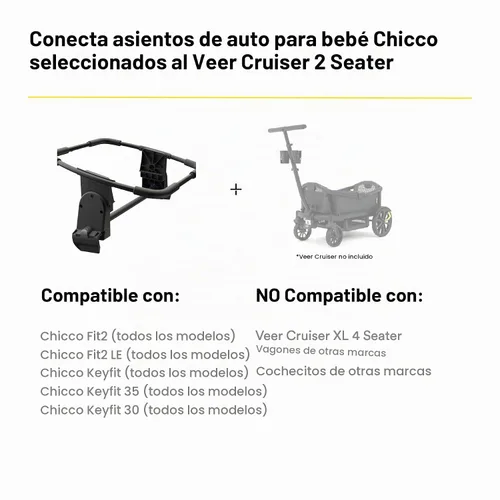 Vista 2 de Adaptador de asiento de automóvil infantil para Veer Cruiser (Chicco) Compatible con Veer Cruiser de 2 plazas