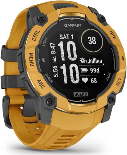 Vista 9 de Garmin Instinct 3 Solar (Sunburst, 1.969 in) - Paquete de reloj inteligente GPS para exteriores