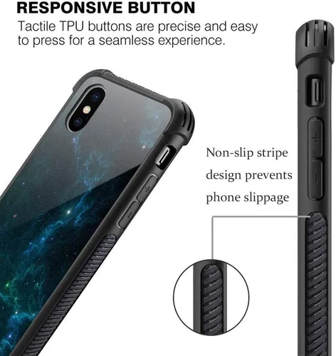 Vista 4 de CARLOCA Funda compatible con iPhone XR, iPhone XR para niños, hombres y jóvenes, diseño de nebulosa espacial, a prueba de golpes, antiarañazos