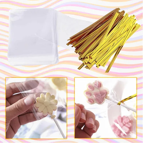 Vista 4 de Kit para hacer pasteles – Incluye 100 palitos, 100 bolsas, molde, herramientas para pasteles y paletas