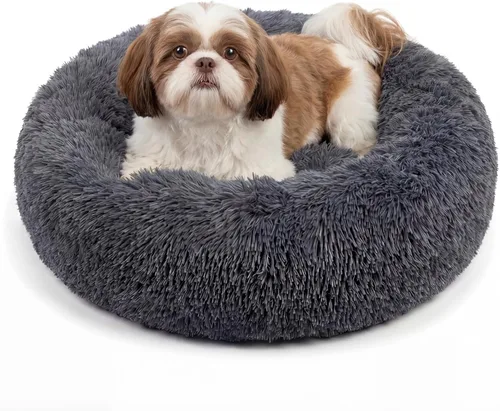 Vista 20 de Cama para perros pequeños, cama calmante para perros pequeños, antiansiedad, cama para cachorros, lavable a máquina, esponjosa, de lujo Verde militar