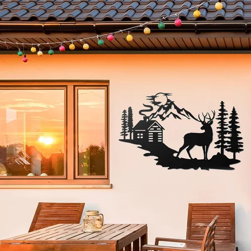 Vista 2 de Vivegate Decoración de pared de ciervos – 17.5 x 11 pulgadas, decoración de ciervos para el hogar, bosque rústico, decoración de pared, imágenes