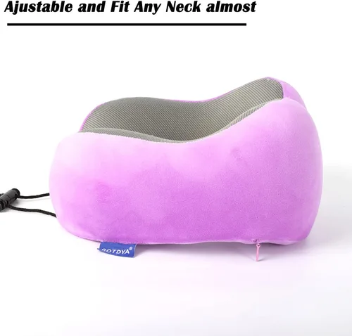Vista 6 de Almohada de viaje, almohada cervical para dormir durante el viaje, hecha al 100 % de espuma viscoelástica pura, almohada suave, cómoda y de apoyo