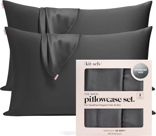 Vista 28 de Kitsch Funda de almohada de satén con cremallera, tamaño estándar, Aura
