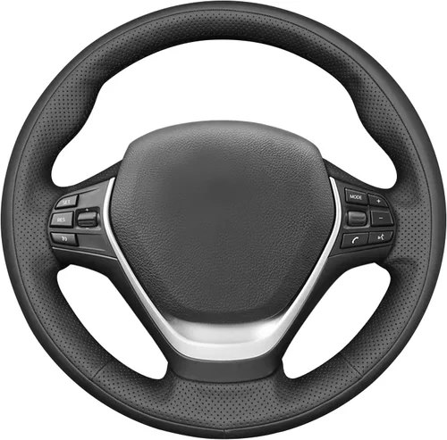 Vista 11 de MEWANT Envoltura de volante de ante negro cosida a mano para BMW 2Series F22 F23 F30 F34 F32 F33 F36 Cubierta de volante DIY