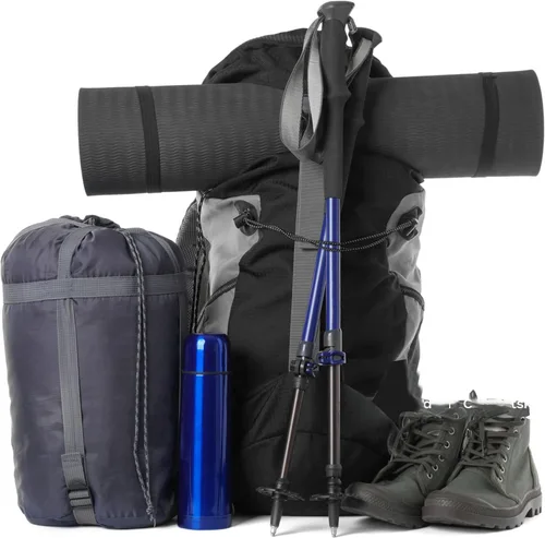 Vista 5 de 2 soportes para bastón de escalada, mochila de senderismo, correas elásticas, cordón elástico ajustable, hebilla de fijación para esquí, caminar