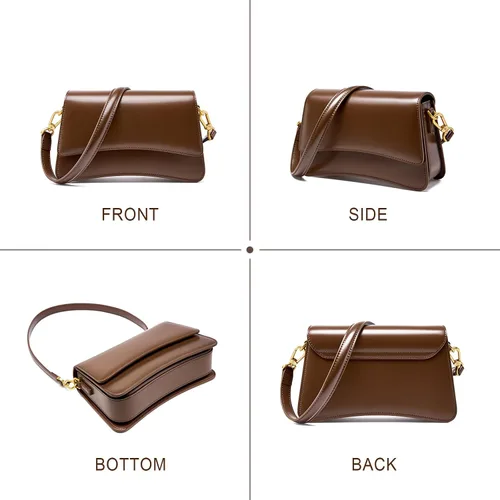Vista 3 de Bolsos cruzados de cuero para mujer, monederos de cuero con correa ajustable, bolso ligero para mujer