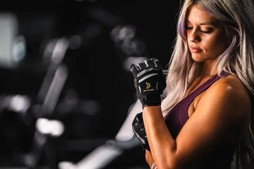 Vista 4 de Bionic Guantes de entrenamiento de gimnasio con dedos completos para mujer Beastmode