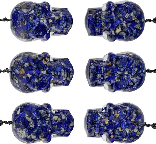 Vista 3 de SUNYIK Collar con colgante de piedra de cristal de calavera de orgón curativo para hombres y mujeres, collar de piedras talladas a mano para unisex