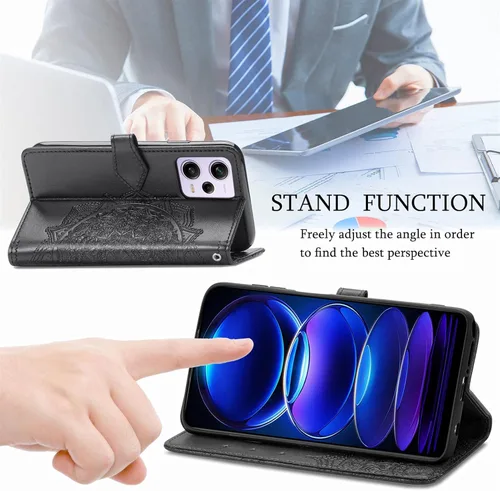 Vista 4 de Redmi Note 12 Pro 5G - Funda de piel tipo cartera con cierre magnético a prueba de golpes con ranuras para tarjetas y soporte para Redmi Note 12 Pro
