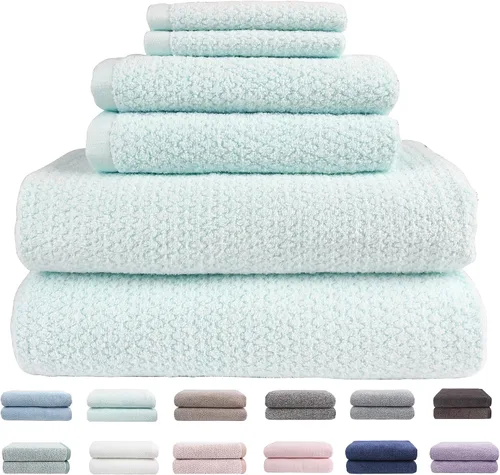 Vista 44 de Everplush Diamond Jacquard - Juego de 6 toallas de baño de lujo, súper suaves, de gran tamaño, altamente absorbentes y de secado rápido para baño