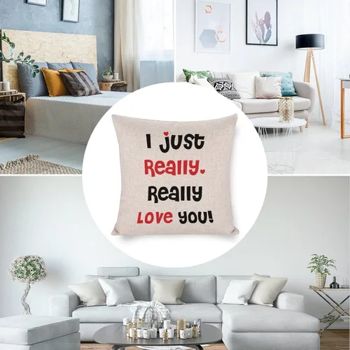 Vista 5 de Valentine Pillow Cases for Home Decor I Just Really Really Love You Throw Pillow Cover with Zipper Farmhouse Cushion Cover Cases 16"x16" Romantic