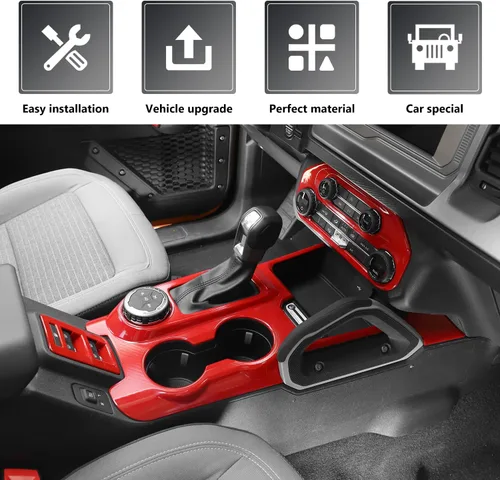 Vista 4 de RAZPOY para Bronco Decoración Interior de 9 Piezas - Panel de Palanca de Cambios, Volante, Moldura de Manija de Puerta Interior Compatible