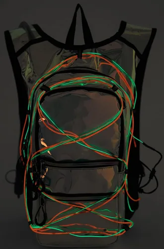 Vista 7 de Mochila de hidratación con luces frías, bolsa de agua de 2 L, bolsa ligera para correr, senderismo, bicicleta, escalada, festival de música esencial