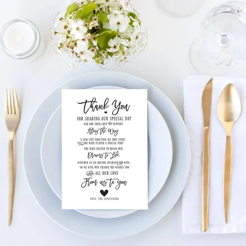 Vista 5 de Your Main Event Prints 50 tarjetas de agradecimiento de boda, perfectas para añadir a centros de mesa y decoraciones de boda para recepciones