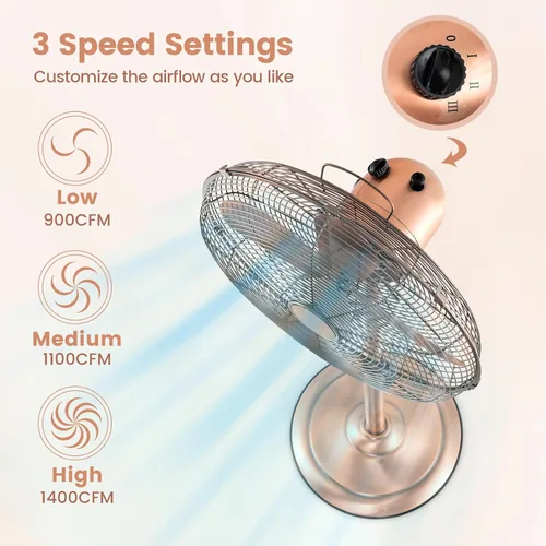 Vista 2 de ARLIME Ventilador de pedestal, ventilador oscilante de 16 pulgadas con 3 velocidades y altura ajustable, oscilación de 75° e inclinación de 21°
