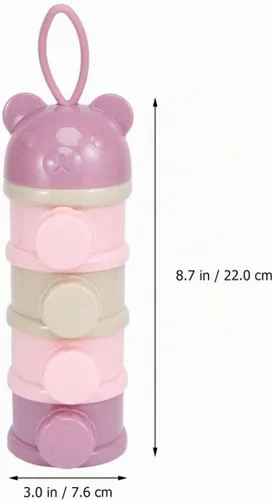 Vista 3 de Alipis Caja portátil de leche en polvo de 4 capas para almacenamiento de fórmula de bebé, contenedor apilable de leche infantil con compartimentos a