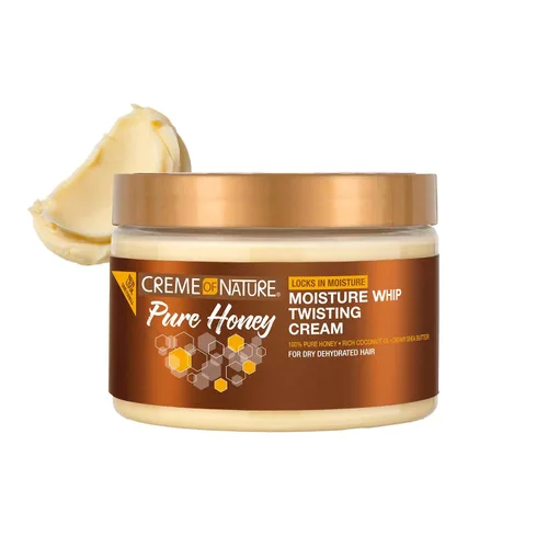 Vista 2 de Creme of Nature Pure Honey Define Moisture Whip Crema Moldeadora, Define y Alarga los Rizos, Fijación Duradera sin Rigidez, Regalo de Cuidado