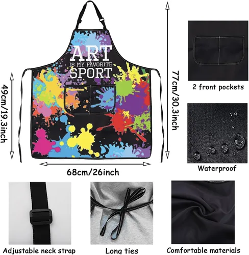 Vista 4 de VAMSI - Delantal de cocina para artistas, regalos para pintores, regalos para amantes del arte, delantal temático de arte, regalos de agradecimiento