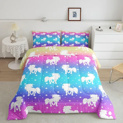 Vista 31 de Erosebridal Edredón de Gatos Lindos para Niños con Líneas de Arcoíris Neón, Juego de Ropa de Cama Individual para Niñas, Niños y Adolescentes, Gatos