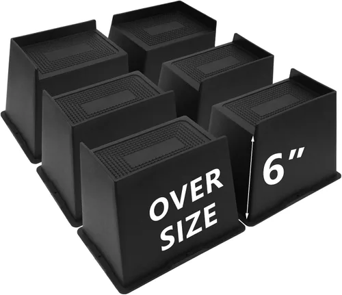Vista 26 de Paquete de 4 elevadores de cama de 2 pulgadas, elevadores de muebles de gran tamaño resistentes, elevadores de cama extra anchos para mesa, sofá