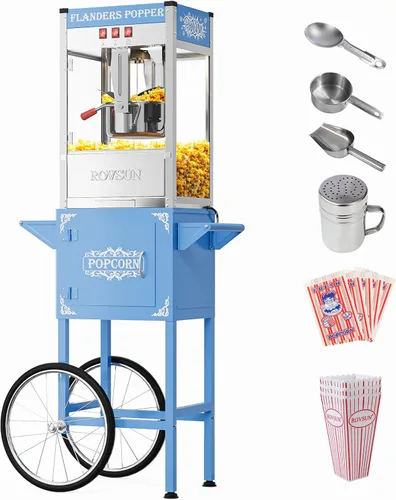 Vista 11 de Bonnlo Carrito de máquina de palomitas de maíz con hervidor de 10 onzas que hace hasta 40 tazas y luz de calentamiento, máquina de palomitas de maíz