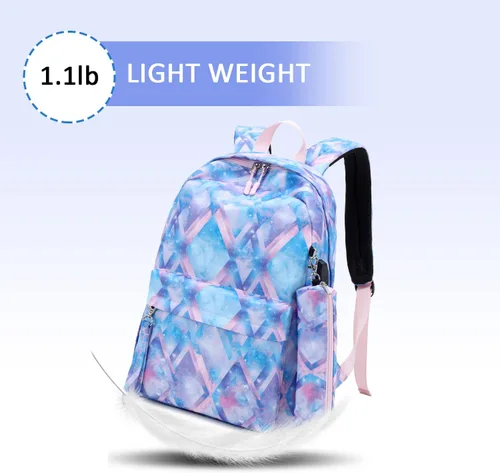 Vista 8 de Mochila escolar 3 en 1, Azul Tie dye, Mochila escolar