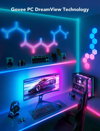 Vista 11 de Govee Luz de juego para monitor G1, retroiluminación LED RGBIC para PC de 27 a 34 pulgadas, luces LED inteligentes para monitores con combinación