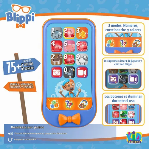Vista 5 de Blippi Toy Phone for Toddler with Preschool Learning Games, Blippi Toys
