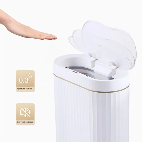 Vista 8 de ELPHECO Basurero de baño con tapa de 2.5 galones impermeable con sensor de movimiento, papelera automática para decoración de baño para dormitorio