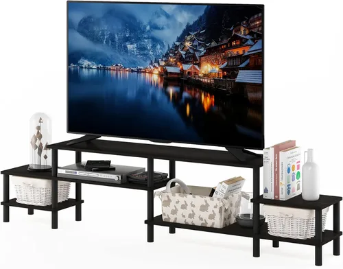 Vista 45 de Furinno 11191BK THE Centro de Entretenimiento Soporte para TV, Negro