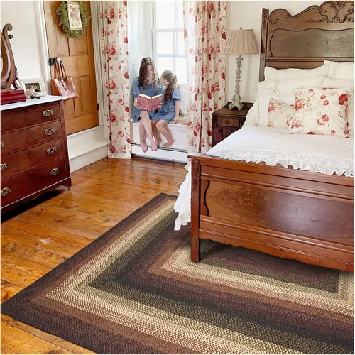 Vista 247 de Homespice Apple Pie - Alfombra ovalada roja de 2 x 3 pies, alfombra de cocina trenzada para decoración primitiva y rústica, reversible, yute sin