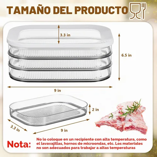 Vista 2 de Tioncy - Recipiente apilable para carne de delicatessen (2 unidades)