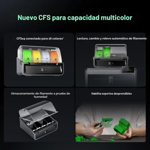 Vista 5 de Creality K2 Plus Combo - Impresora 3D de impresión multicolor con nuevo CFS 600mm/s de alta velocidad, nivelación automática completa de doble