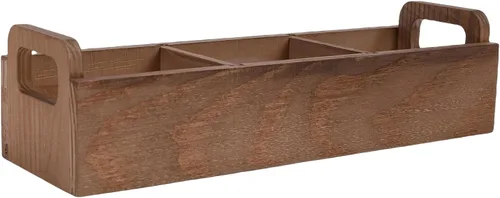 Vista 5 de Focket Tea Bag Organizer, 3 Compartments Pine Wood Tea Storage Container Wooden Box with Double Handles for Cabinet Countertop Office Home