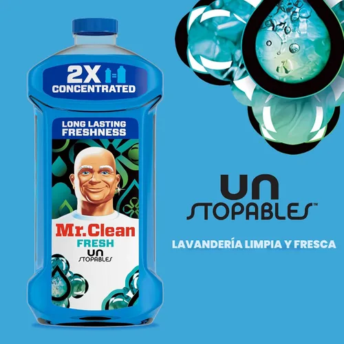 Vista 4 de Mr. Clean 2X Limpiador concentrado para múltiples superficies con aroma fresco Unstopables, 41 onzas líquidas