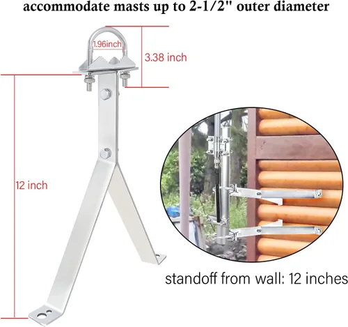 Vista 4 de XRDS-RF - Antena de montaje en pared de 12 pulgadas, resistente al viento, soporte de montaje de antena resistente al viento (2 patas + 2 patas)