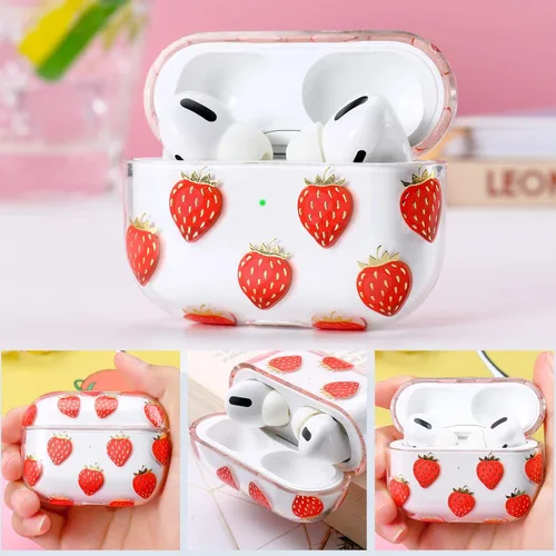 Vista 6 de AKABEILA Funda compatible con Apple Airpods Pro para mujer, transparente con diseños, policarbonato duro, a prueba de golpes [LED frontal visible]