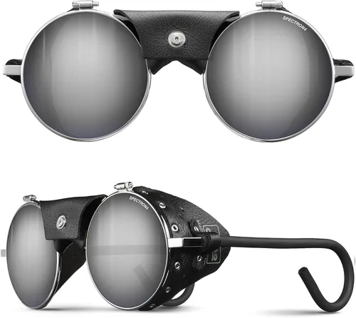 Vista 6 de Julbo Gafas de sol Vermont Glacier para hombres y mujeres con protectores laterales de cuero para senderismo, esquí, senderismo - 100% protección UV