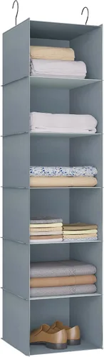 Vista 33 de Organizador colgante para armario y almacenamiento con 3 estantes, estantes colgantes plegables de montaje fácil para guardar ropa, bolsos, zapatos