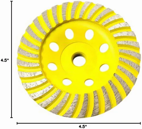 Vista 3 de CWD102H Rueda de Copa Diamante de 4.5" - Turbo - Serie Estándar C - 5/8" 11 T - Amarillo