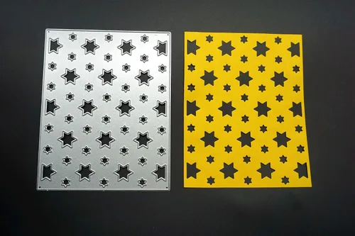 Vista 3 de Troqueles de marco de metal con seis estrellas puntiagudas, fondo en relieve, troqueles de corte para hacer tarjetas, álbumes de recortes, papel