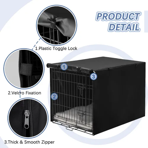 Vista 2 de Akinerri - Funda impermeable para jaula de perro, doble puerta, 24 pulgadas Cubierta resistente para jaula de perro para interior/exterior