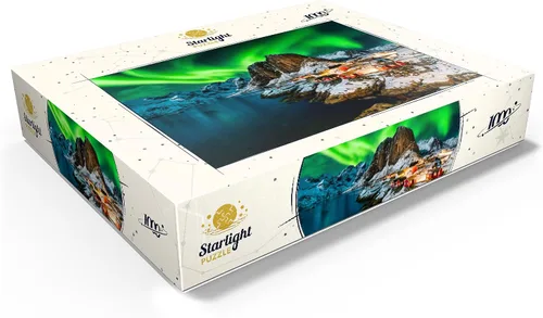 Vista 3 de MyPuzzle Aurora Borealis Over Hamnoy in Norway - Rompecabezas prémium de 1000 piezas para adultos