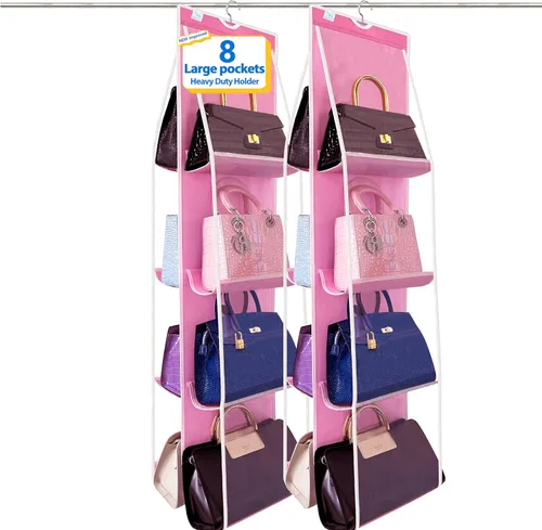 Vista 15 de Organizador de bolso, nuevo mejorado más grande, organizador de bolso para armario, ganchos resistentes, almacenamiento de bolso, material duradero