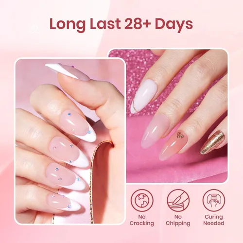 Vista 4 de Beetles - Kit de extensión de gel de uñas de polietileno, 6 colores de gelatina nude con solución deslizante, mejora de uñas para principiantes